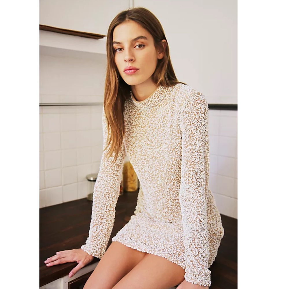 Free People Life of The Party Dress White Sequins (S)